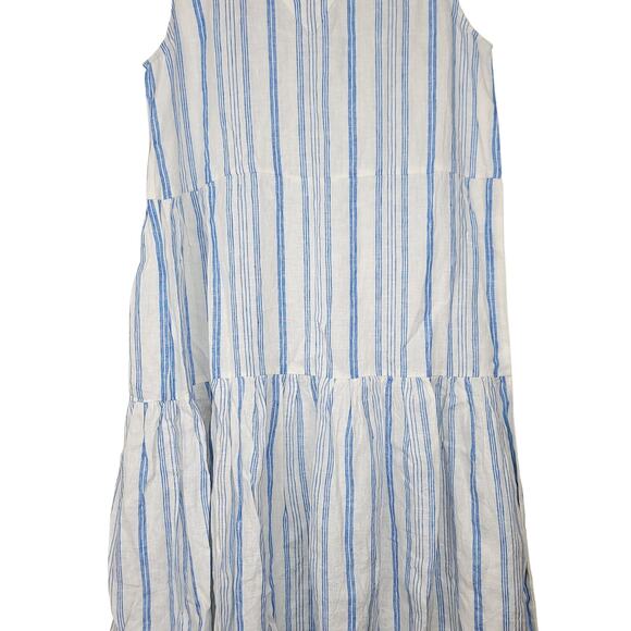 Karyn Seo 100% Linen Striped Drop Waist Sleeveless Maxi Dress, Size XLarge - Picture 5 of 10